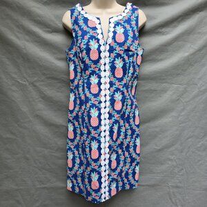 Crown & Ivy Womens US 6 Sleeveless Crochet Pineapple Tropical Sheath Shift Dress